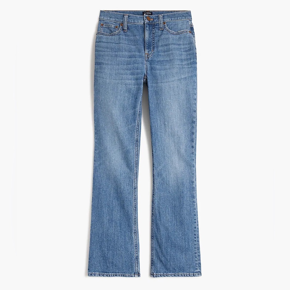 NWT JCrew W30 flare crop mid-rise jean all-day stretch medium wash blue pebble - Picture 2 of 13